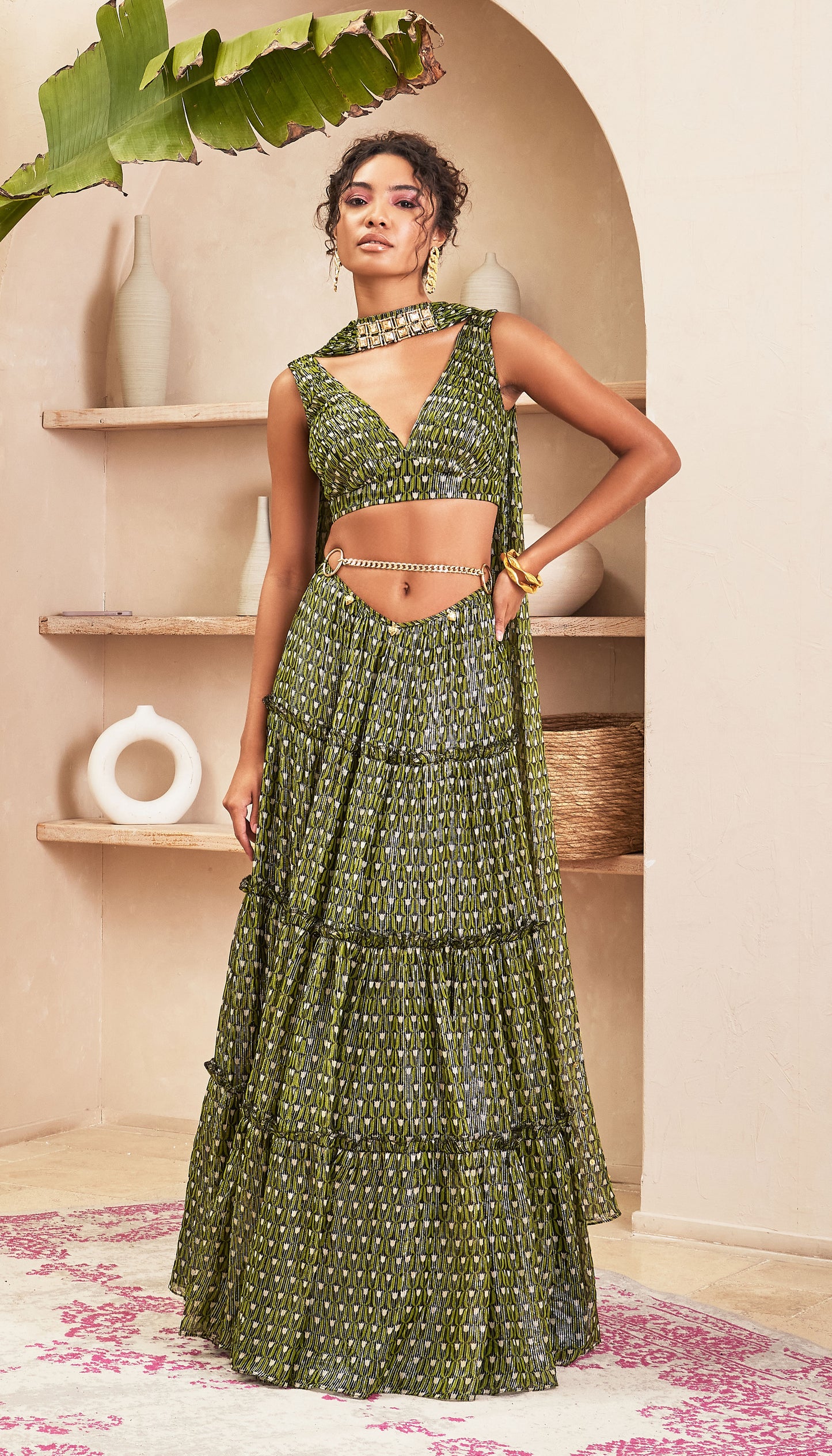 Athlea - Black Lehenga with Blouse & Dupatta