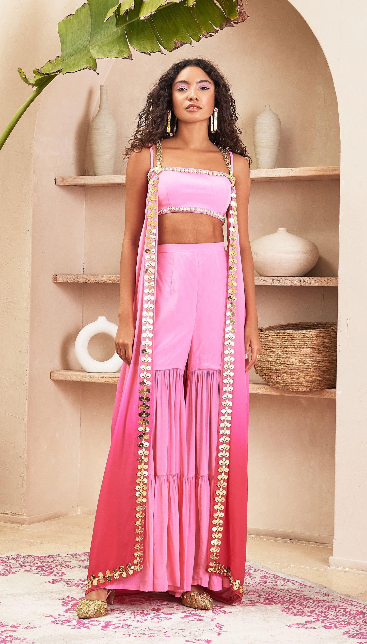 Ashlynn - Pink Ombre Jacket with Bustier & Pant