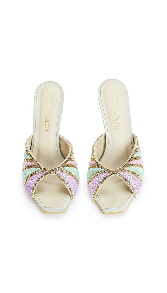 PepperMint Mules - Pastel Coloured Square toe Stilettos