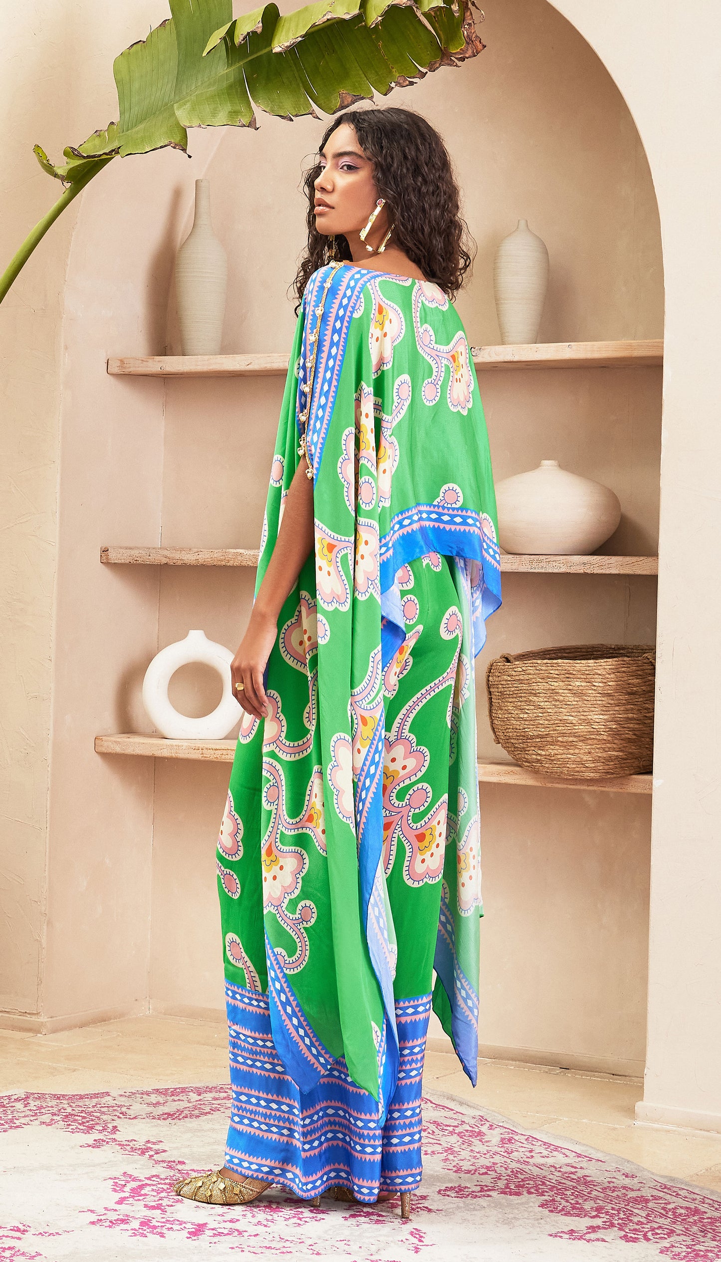 Aster Green Kaftan Top Set