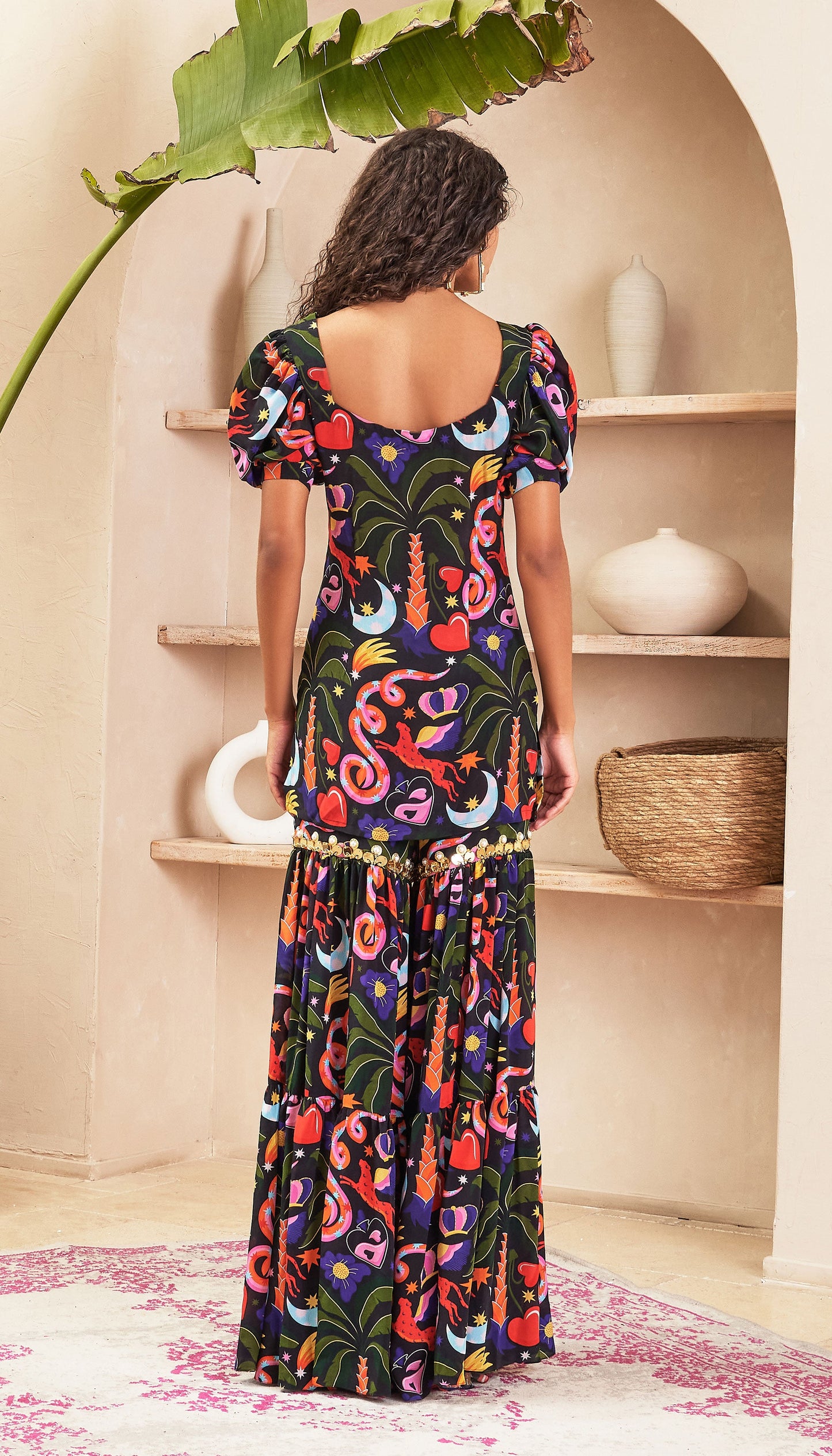 Madelyn - Black Tunic & Sharara Pant Set