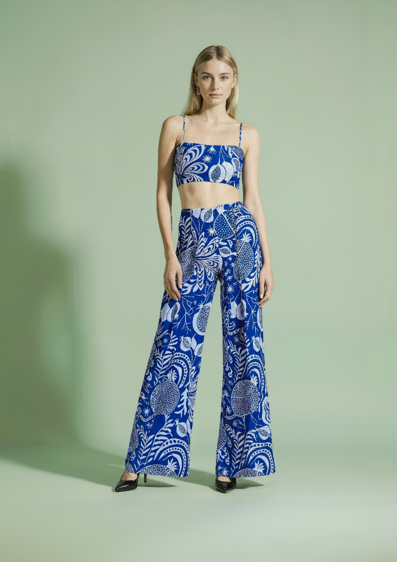 Villa Girl - Blue printed pants