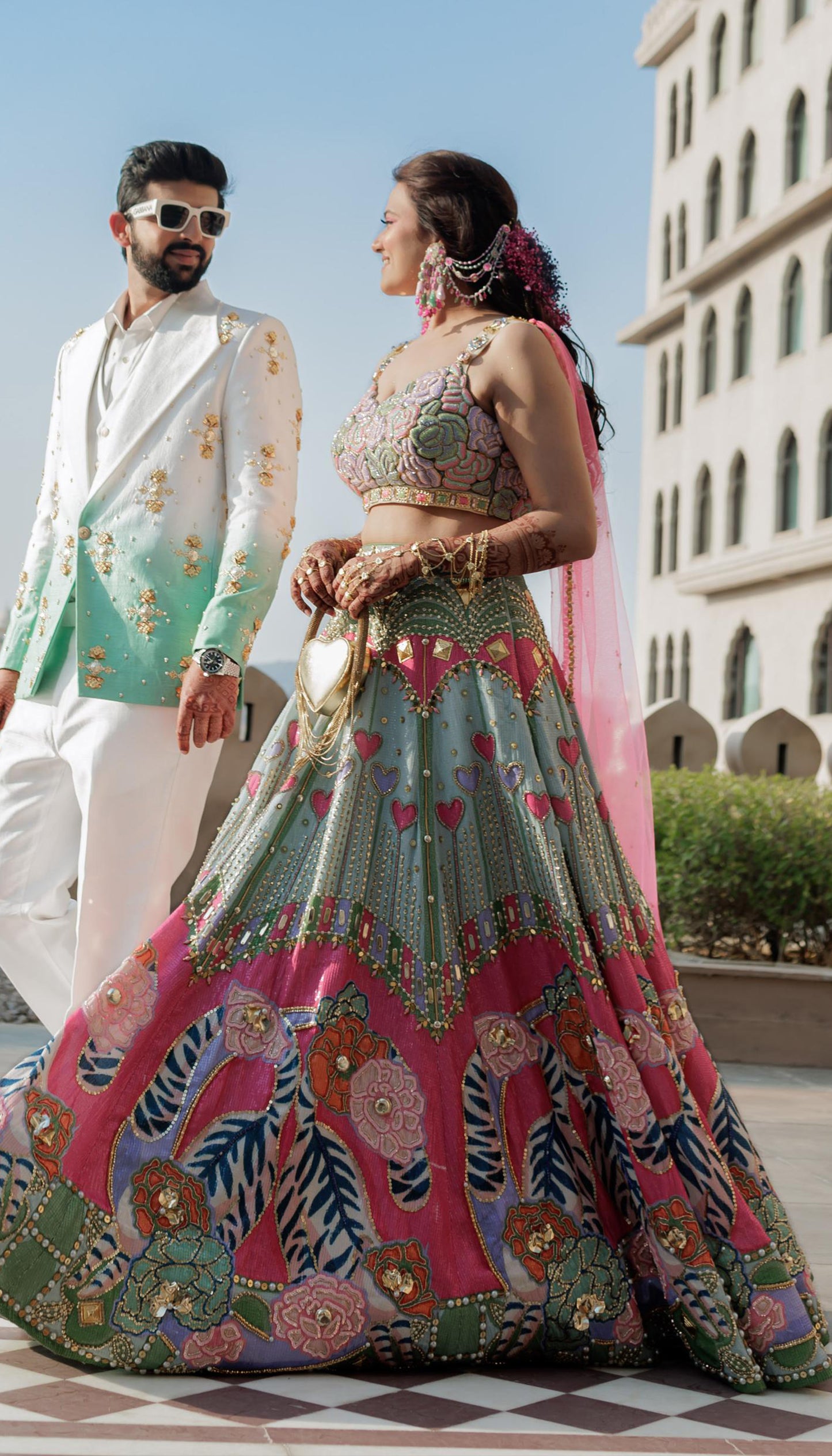 Muskan in Frosted Willow Lehenga Set