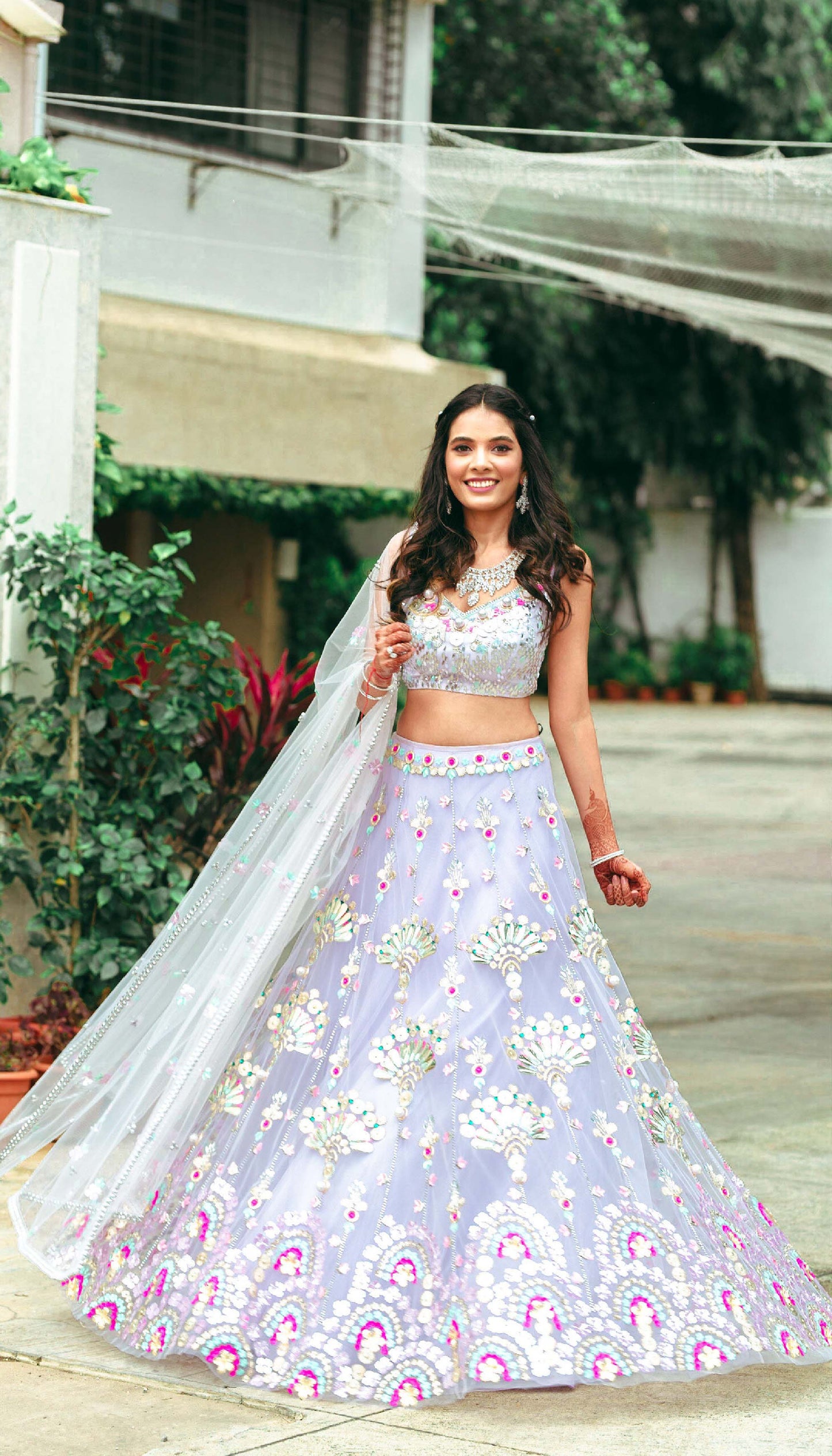 PARTY STARTER - POWDER BLUE, EMBELLSHED FULL LEHENGA SET