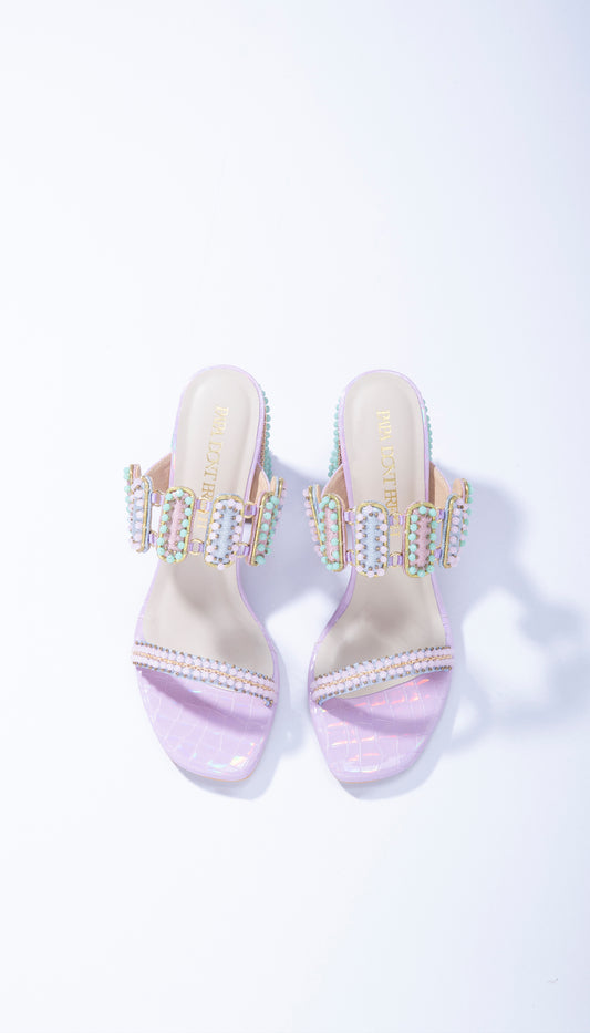 Sugar Tabs Block Heels - Lilac slip-on heels