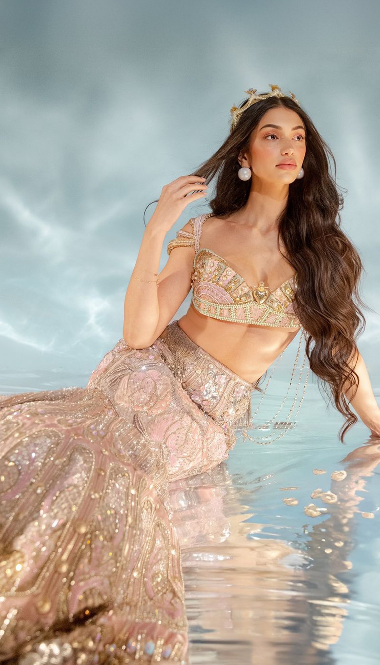 Alanna Pandey Teal Fishcut lehenga Set