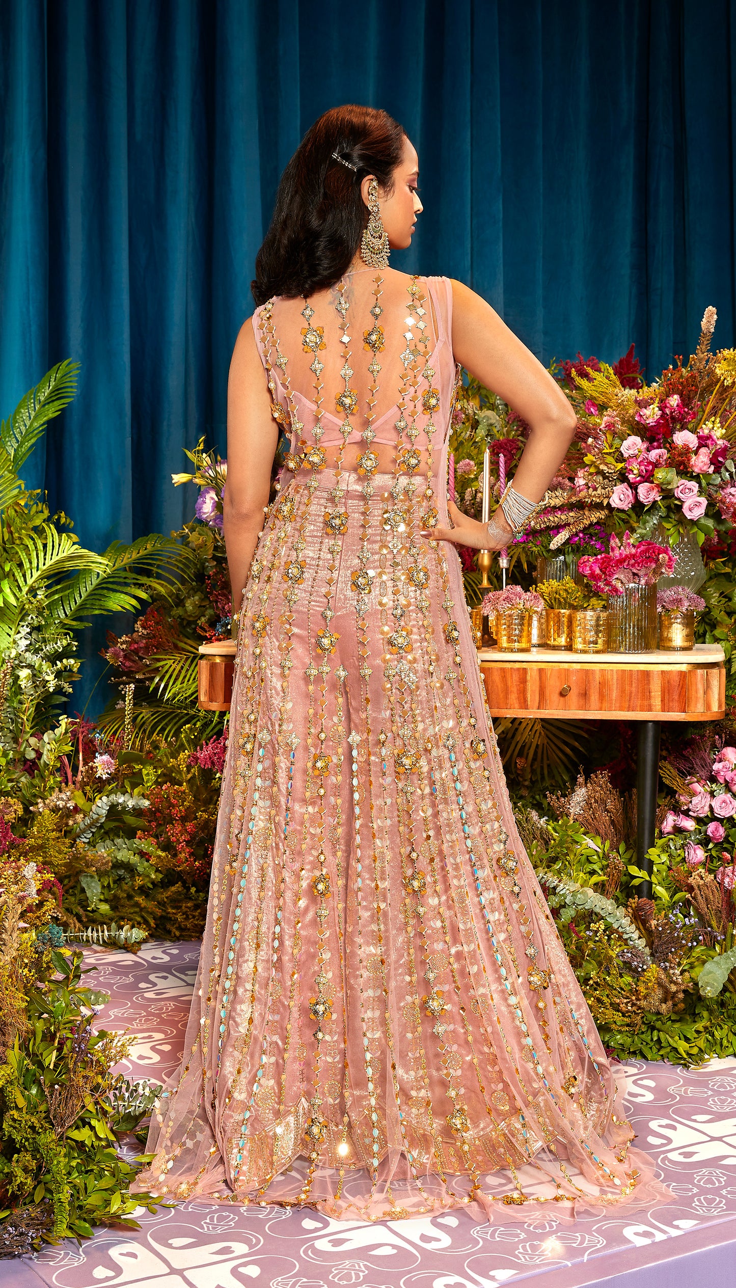 Blair - ROSE PINK AND GOLD SHARARA SET