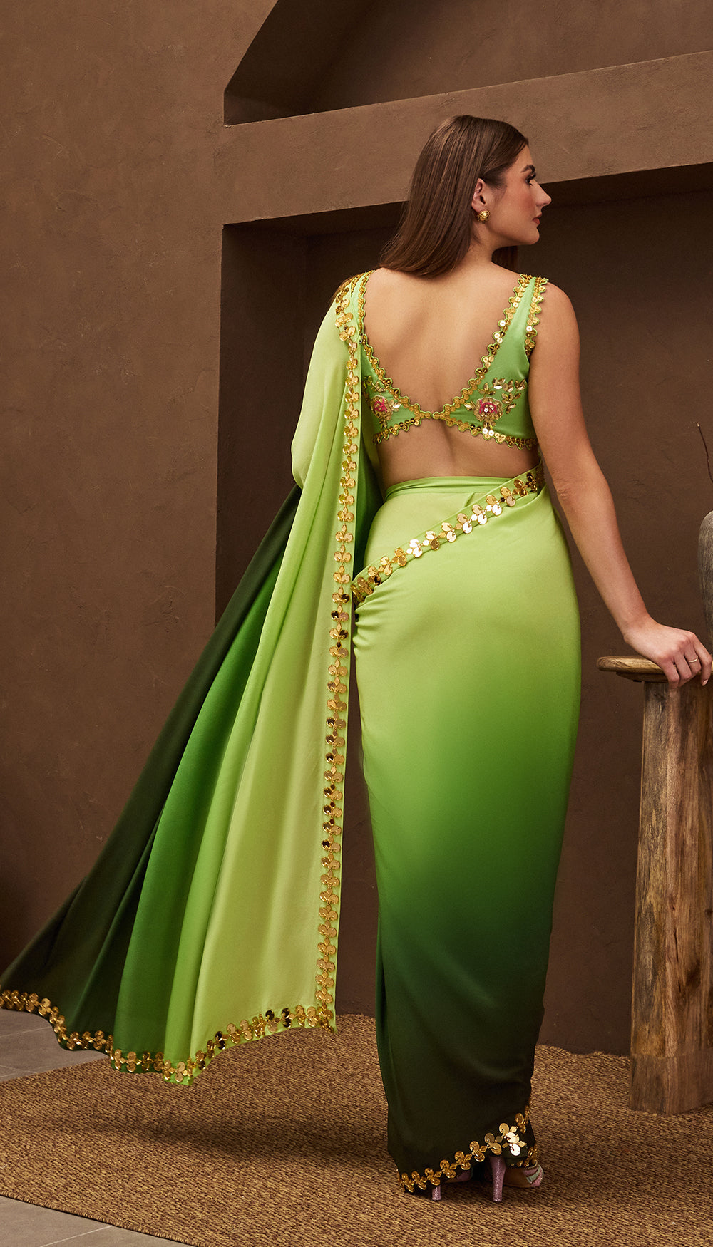 GreenGlam Pre-Stitched Saree