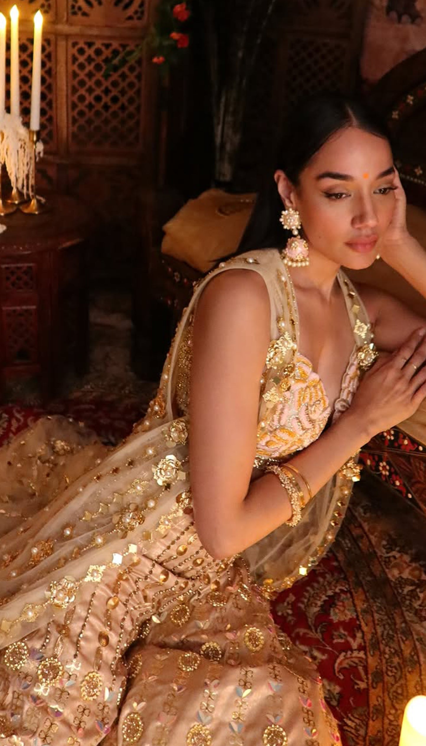 Blair- Ivory and Gold Sharara Set