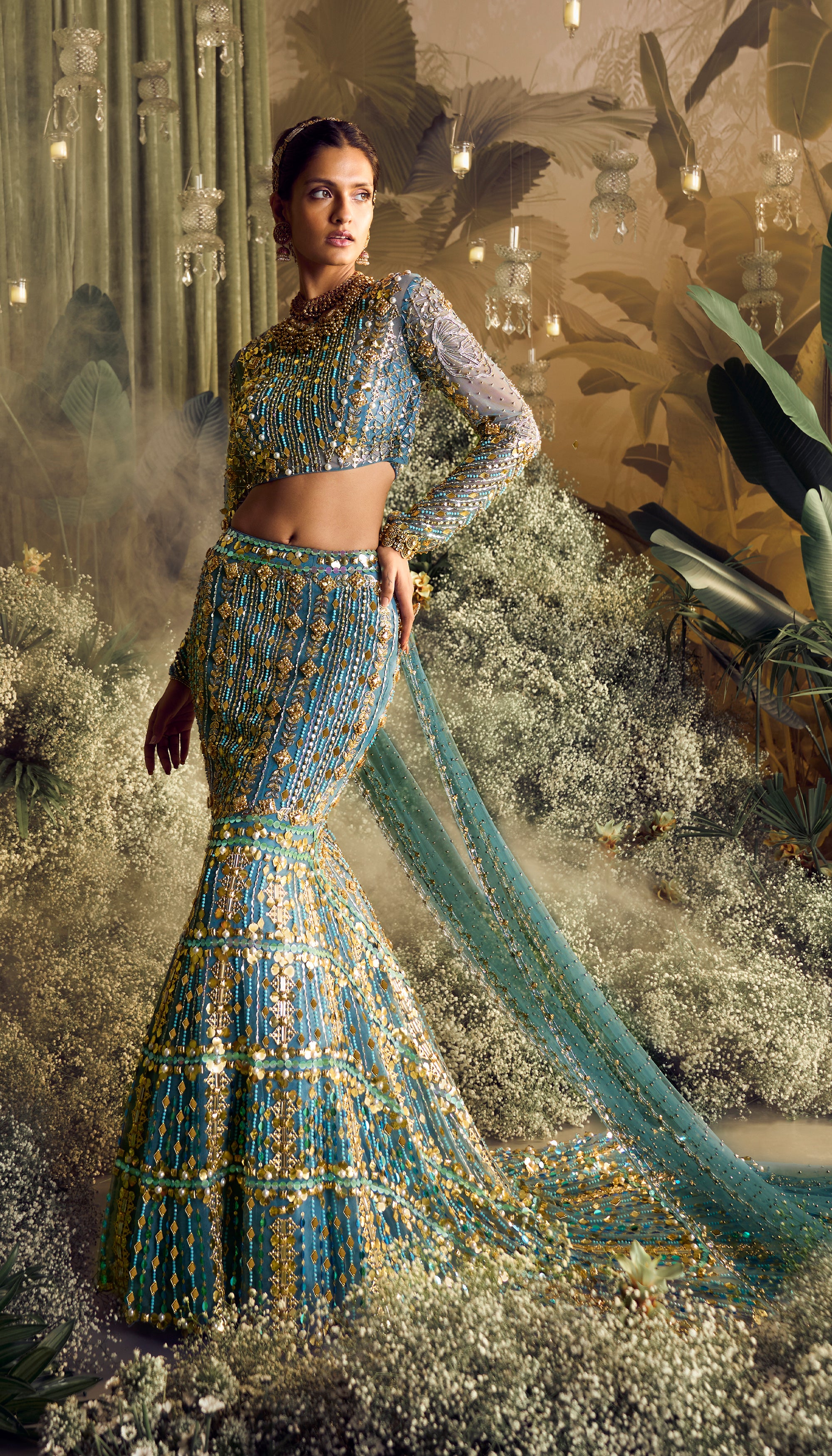mermaid dress lehenga Embroidered Lehenga Fish Cut Wedding Lehenga Designs Red Organza Mermaid Lehenga Set