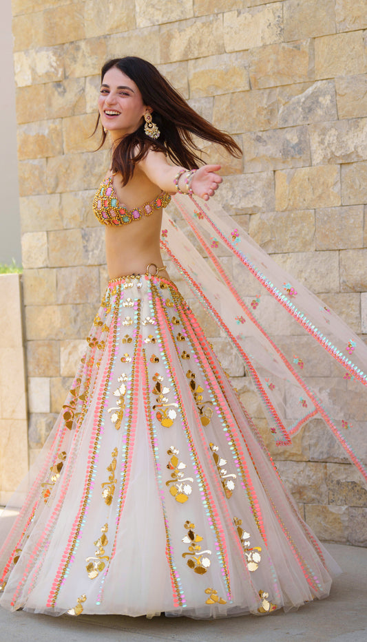 Radhika Madan - IVORY EMBELLISHED FULL LEHENGA SET