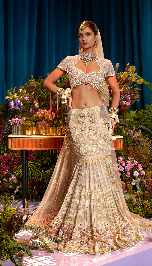 Ivory Pearl Lehenga Set-Papa Don't Preach