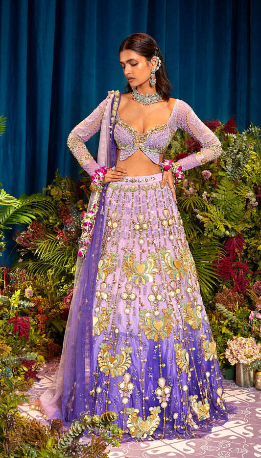 Jenny - LIGHT TO DARK LILAC OMBRE LEHENGA SET