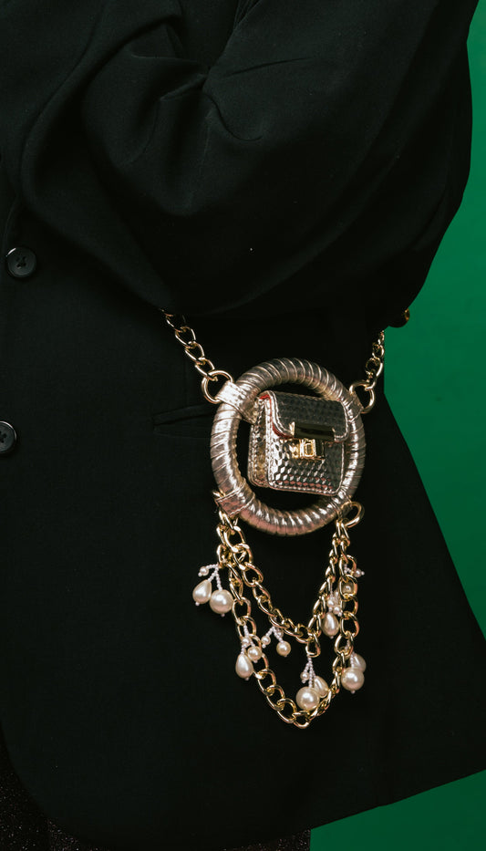 Gold Mini Spidey Chain-link Crossbody