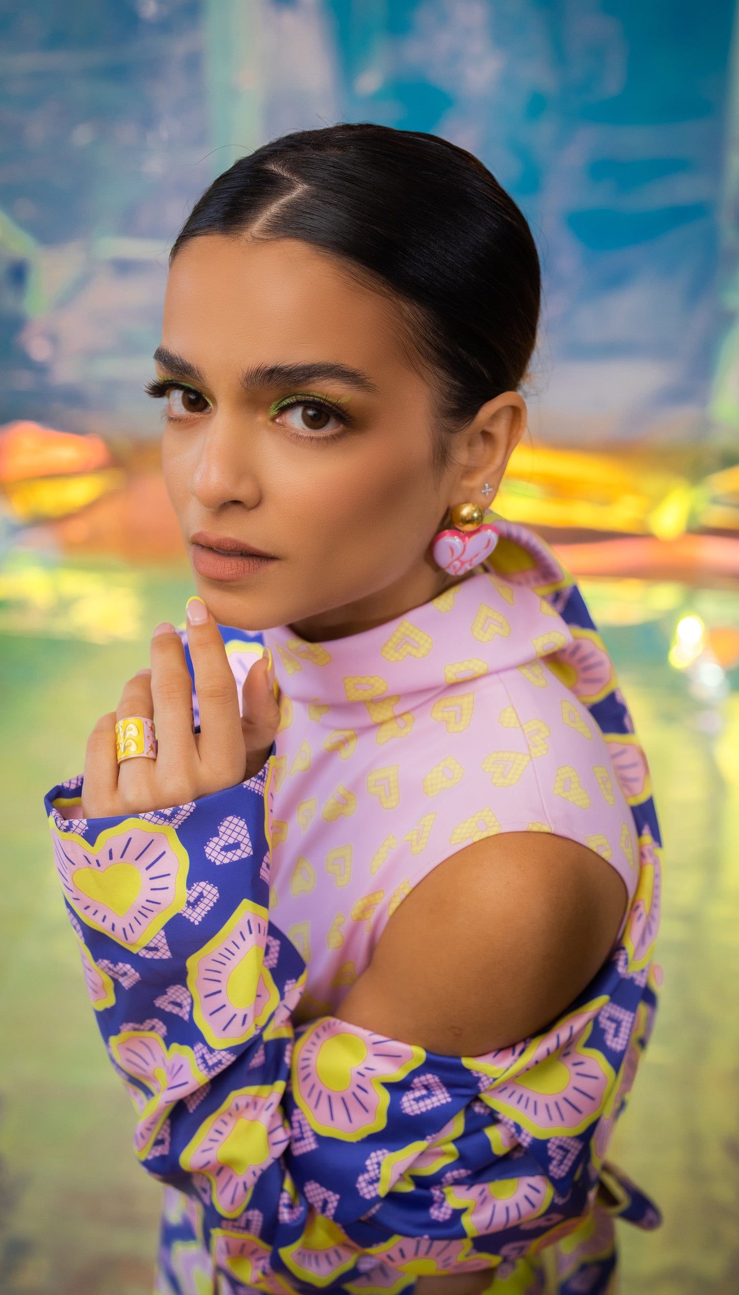 Blue Trench Coat in Blinding Pac Street Hearts