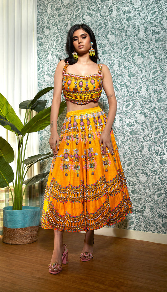 Mango Embellished Half Lehenga Set-Papa Don't Preach