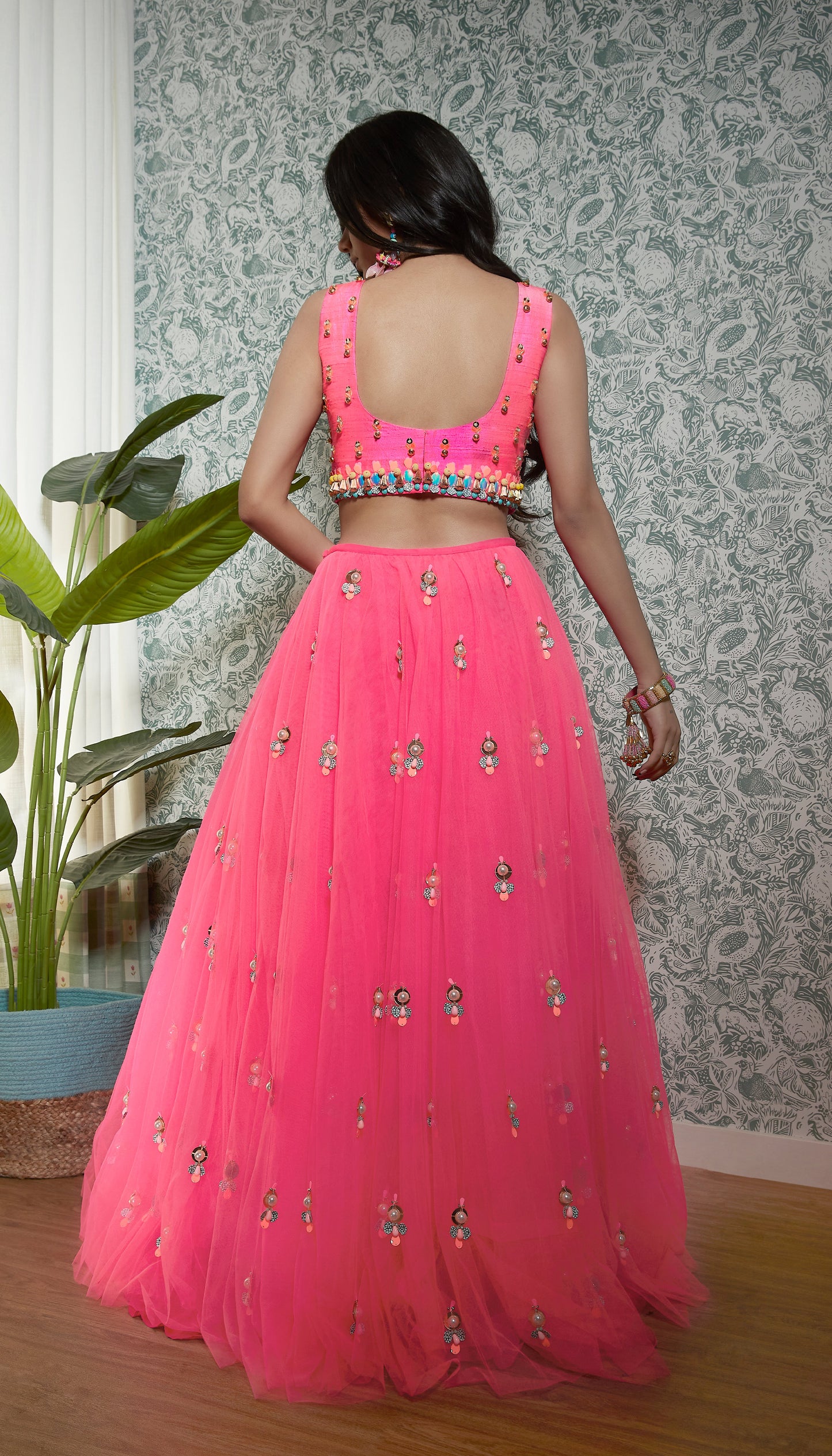 ELEGANT AFFAIRS :HOT PINK FULL LEHENGA SET