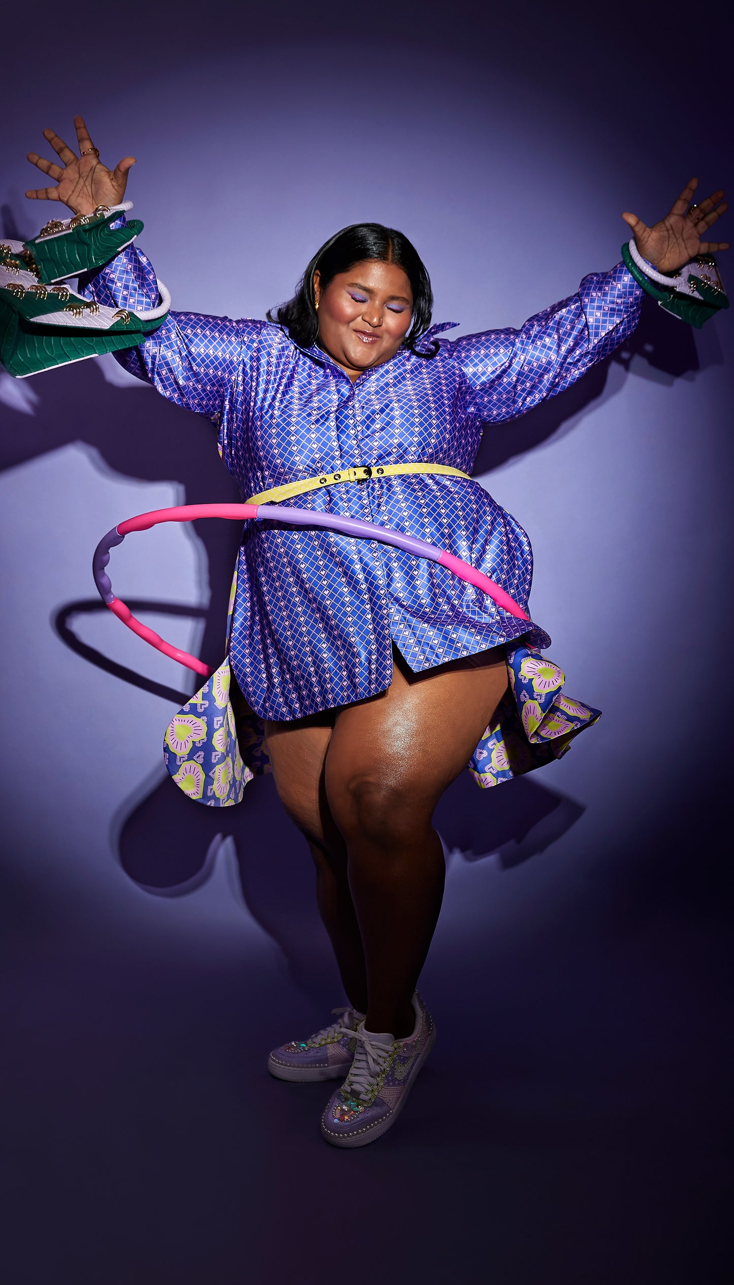 Blue Iris Shirt Dress in Pixie Heart + Blinding Hearts