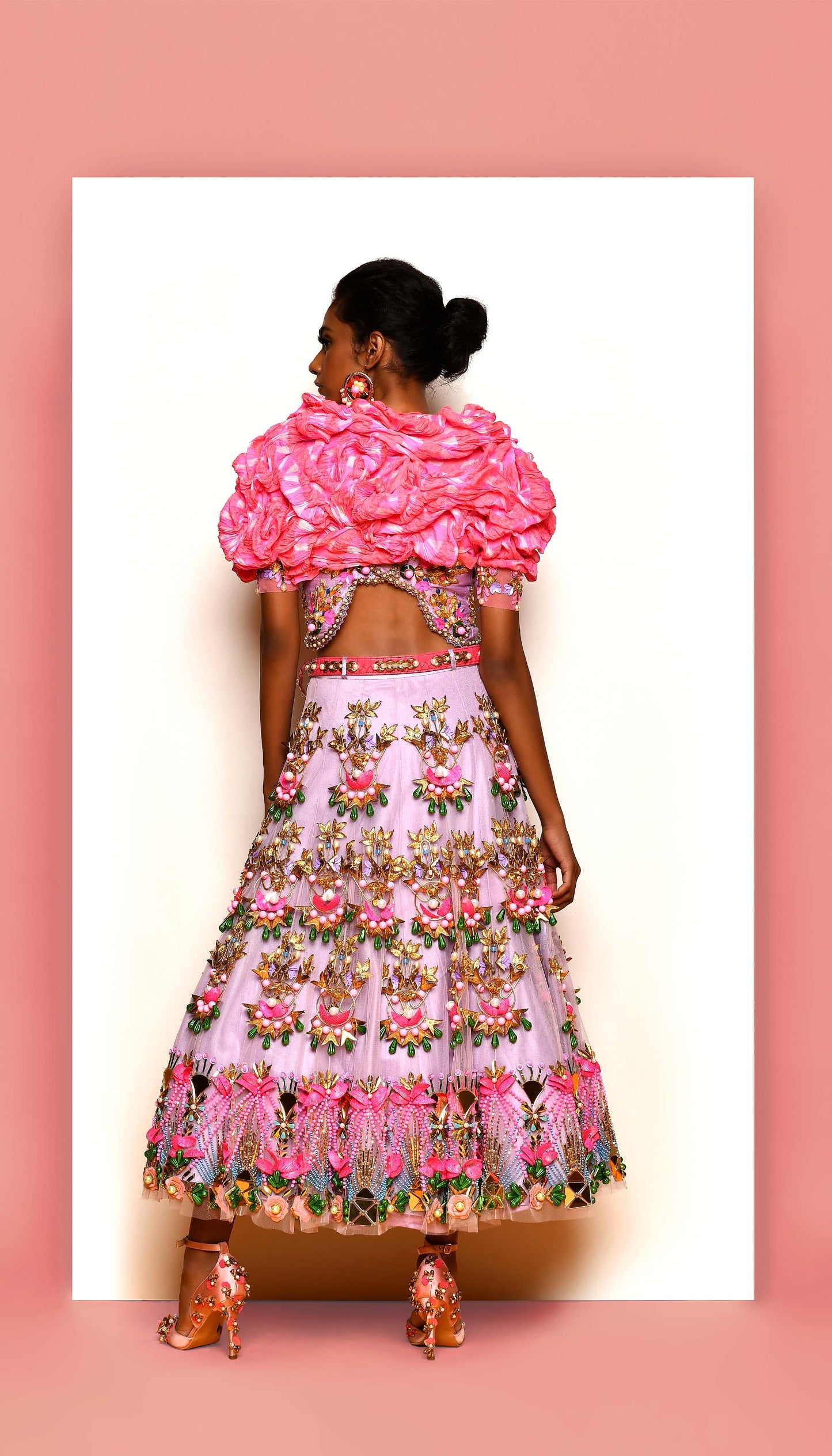 Lilac and Pink Half Lehenga Set-Papa Don't Preach