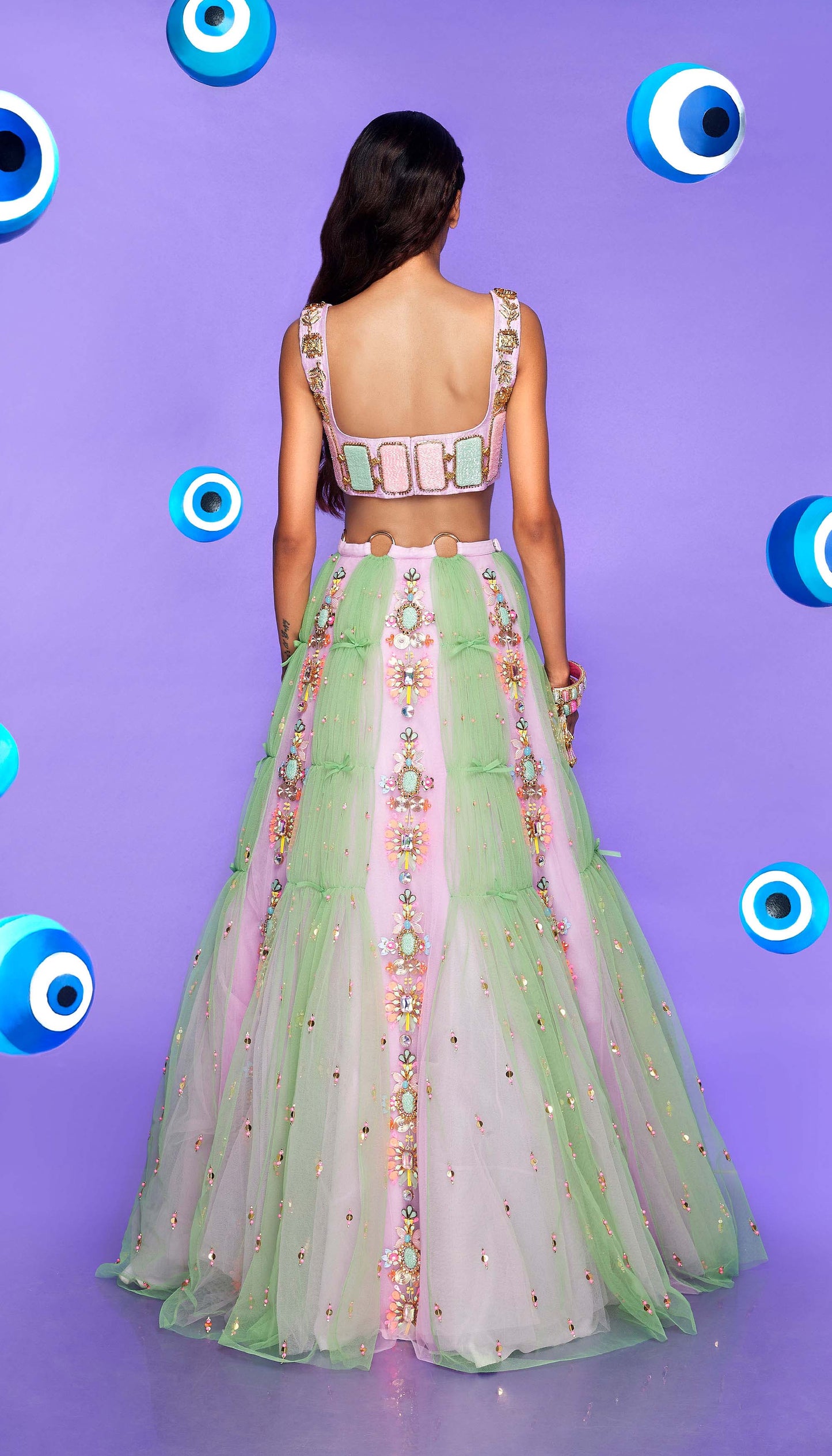 CANDY CLOUD - MULTI COLORED EMBELLISHED LEHENGA SET