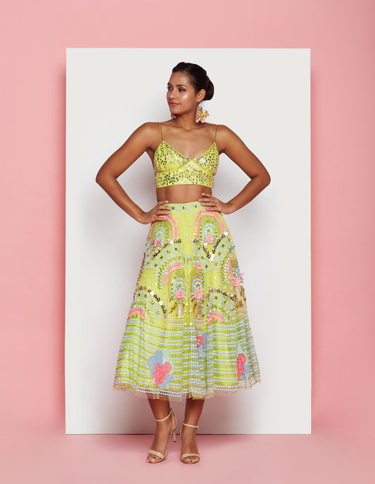 Lime embellished Lehenga Set
