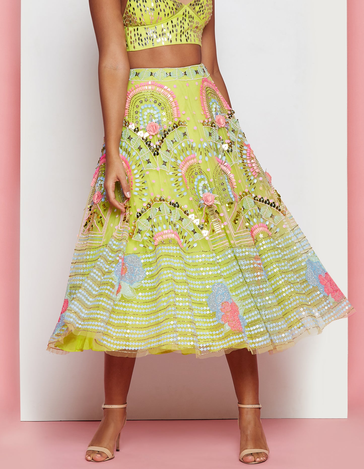 Lime embellished Lehenga Set