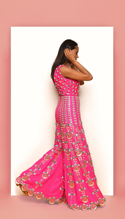 FIERCELY FRENZY - HOT PINK EMBELLISHED JUMPSUIT