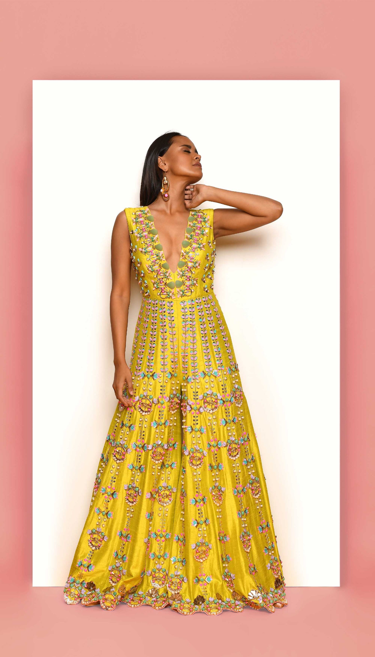 FIERCELY FRENZY - LIME EMBELLISHED JUMPSUIT