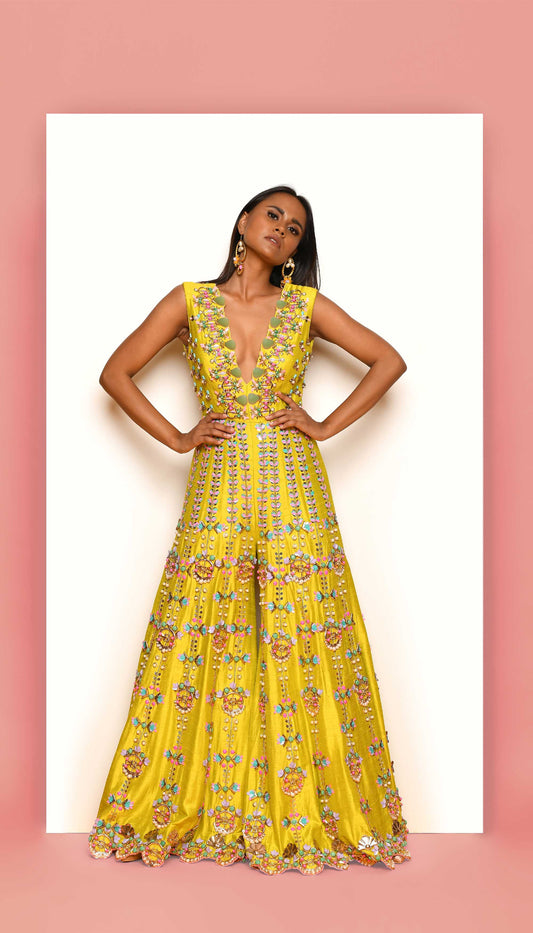 FIERCELY FRENZY - LIME EMBELLISHED JUMPSUIT