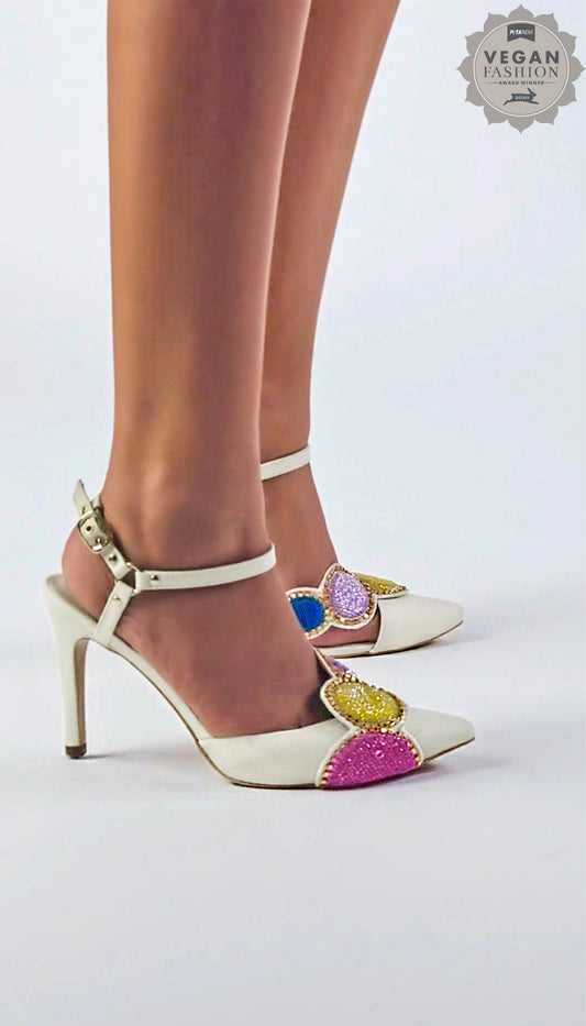 Princess Viki - White Embroidered Stiletto