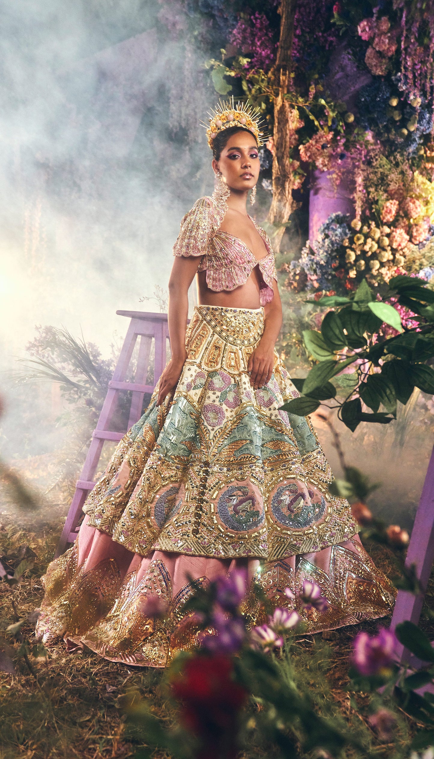 Ivory & Pink Lehenga Set-Papa Don't Preach