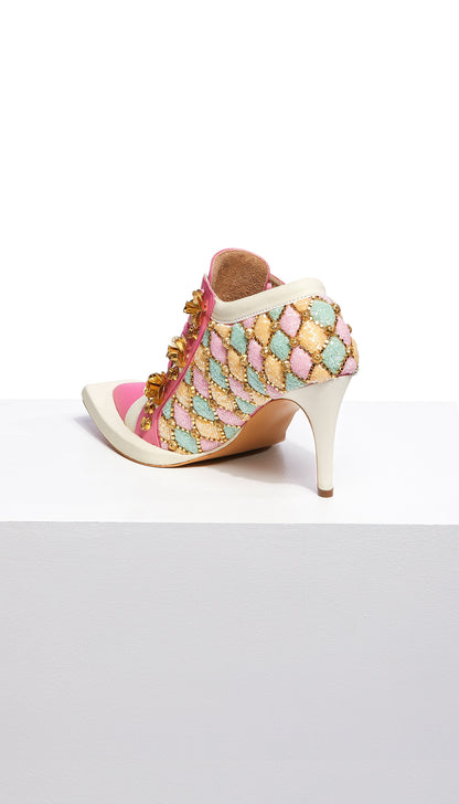 Sneak Toes- Pink Embroidered Sneaker Stilleto