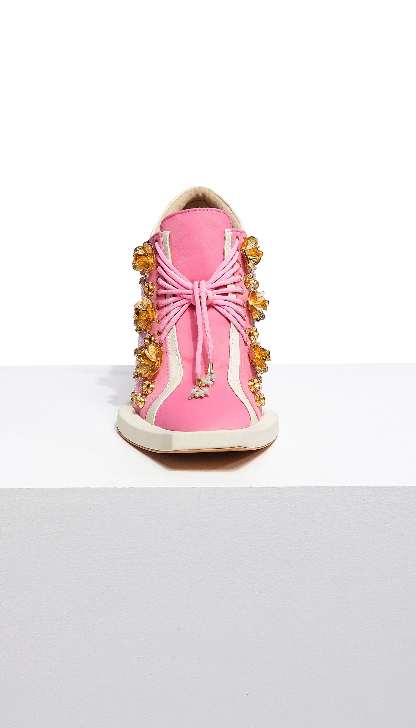 Sneak Toes- Pink Embroidered Sneaker Stilleto