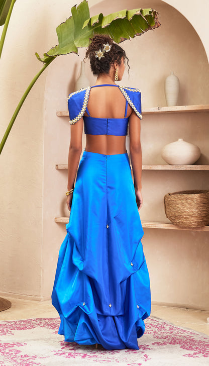 Fulmine - Blue Balloon Skirt with Bustier & Shoulder Caps