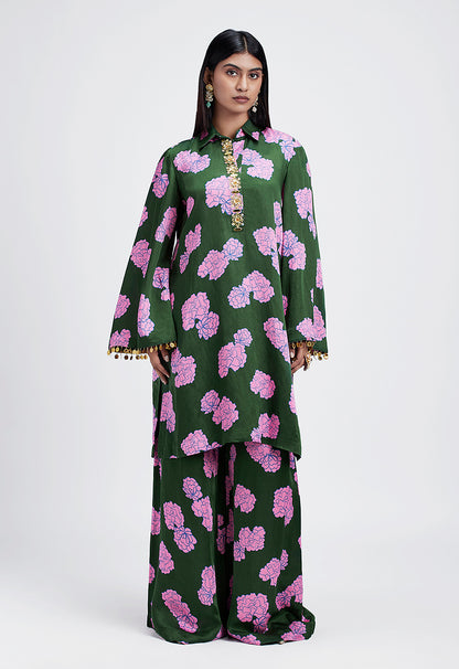 Botanical Teal - Kurta coord set