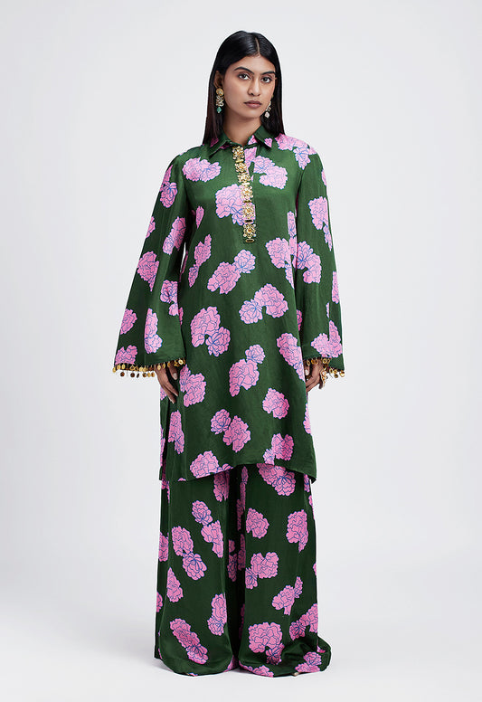 Botanical Teal - Kurta coord set