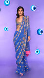 Chrissy- Blue Pre-stitched embellished Saree Set