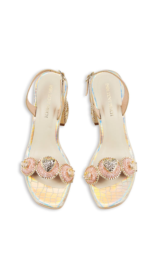 Le Macaron : Champagne - Gold Block heels