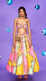 MRS. OMG -   TRI-COLOR PANELLED HALF LEHENGA SET