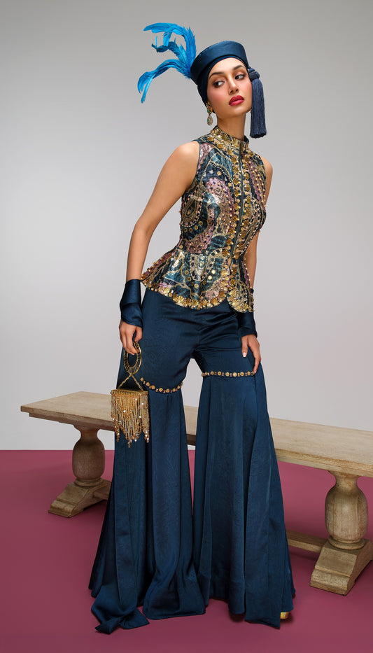Petrol blue pop paisley - Sharara