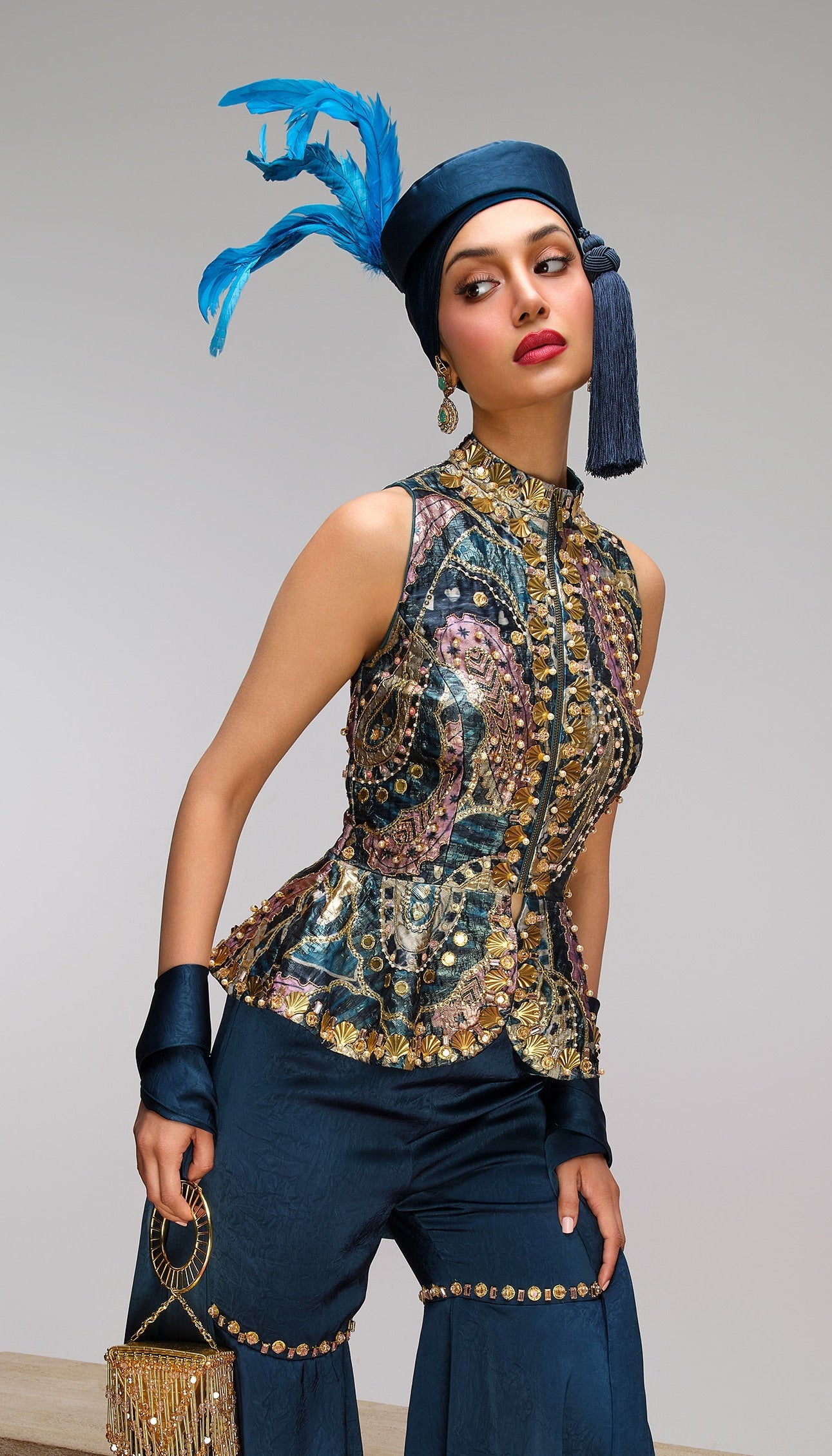 Petrol blue pop paisley Peplum