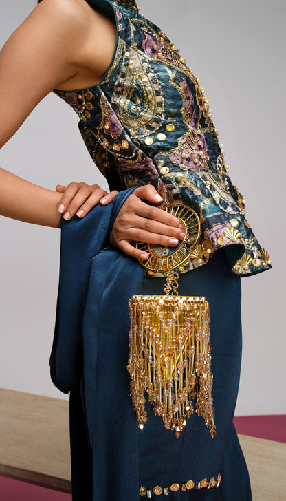 Petrol blue pop paisley Peplum