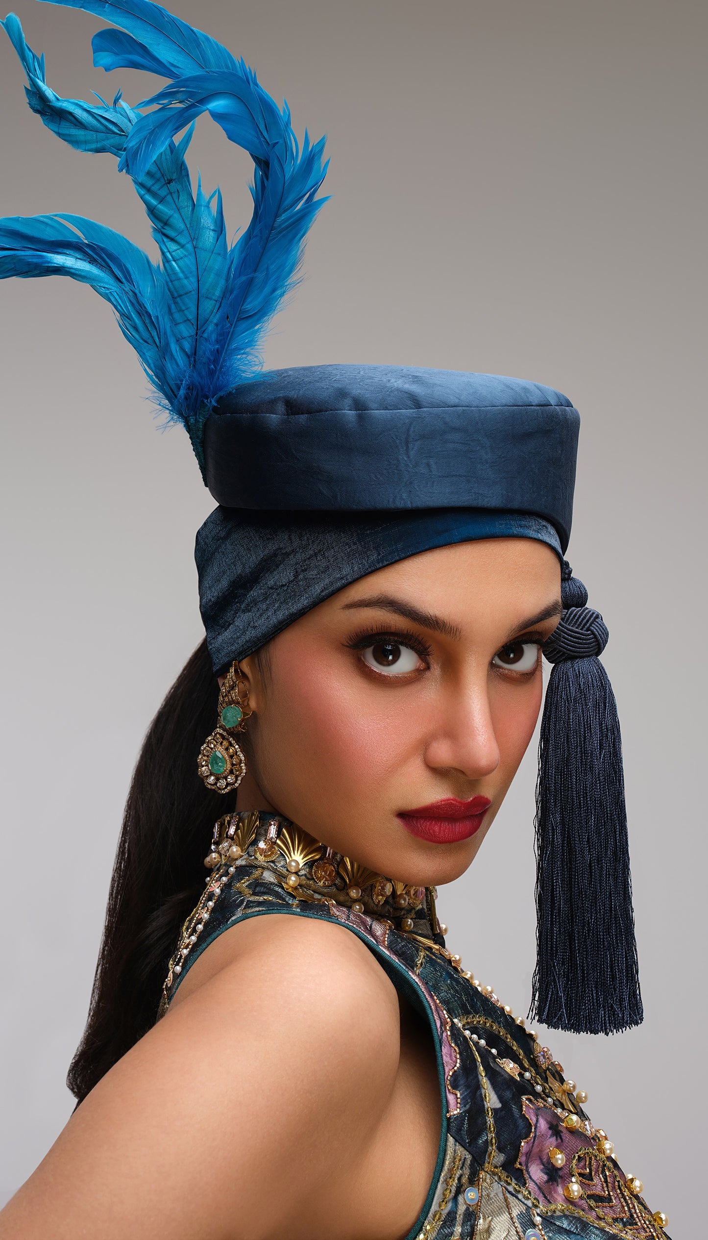 Petrol blue pop paisley Peplum