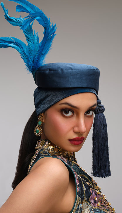 Petrol blue pop paisley Peplum