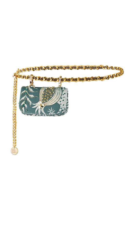 Sugar Pomo- Teal Chainlink: Belt Bag