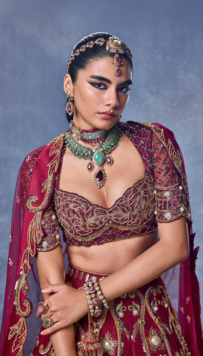 Rouge Devotion - Lehenga Set