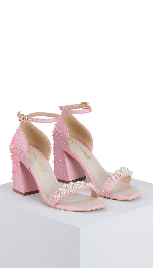 The Dandelion Twinkle - Blush Mini Block Heels