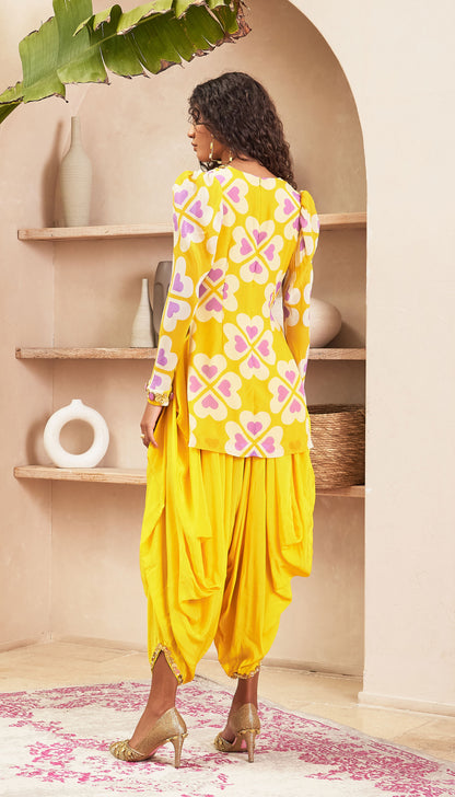 Ambre - Yellow Tunic with Dhoti Pant Set