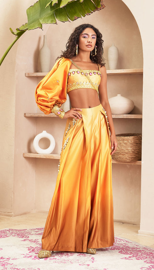 Summer -  Gold Ombre Pant with Bustier & Solo Sleeve