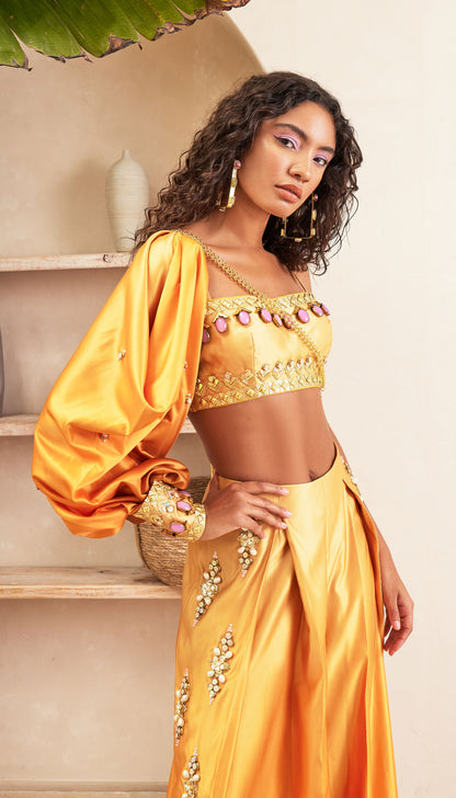 Summer -  Gold Ombre Pant with Bustier & Solo Sleeve